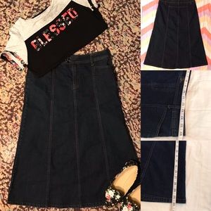 Long Denim Skirt - A Line
